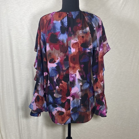 Cupio Women’s Floral Blouse Small Ruffles Long Sleeve High Low Whimsigoth - Picture 3 of 13